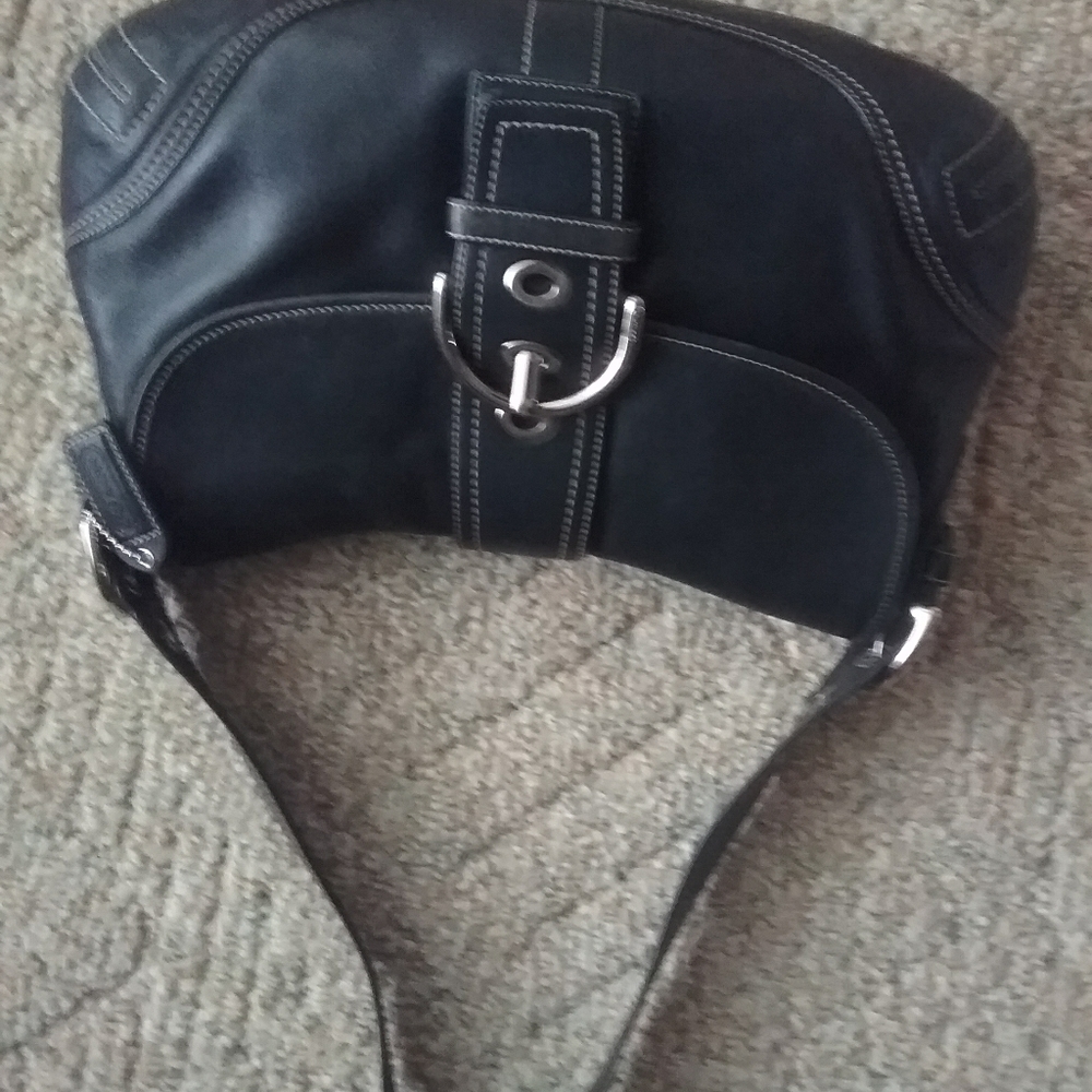 Ladies black leather Coach shoulder